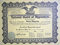 米国催眠士協会 資格認定証